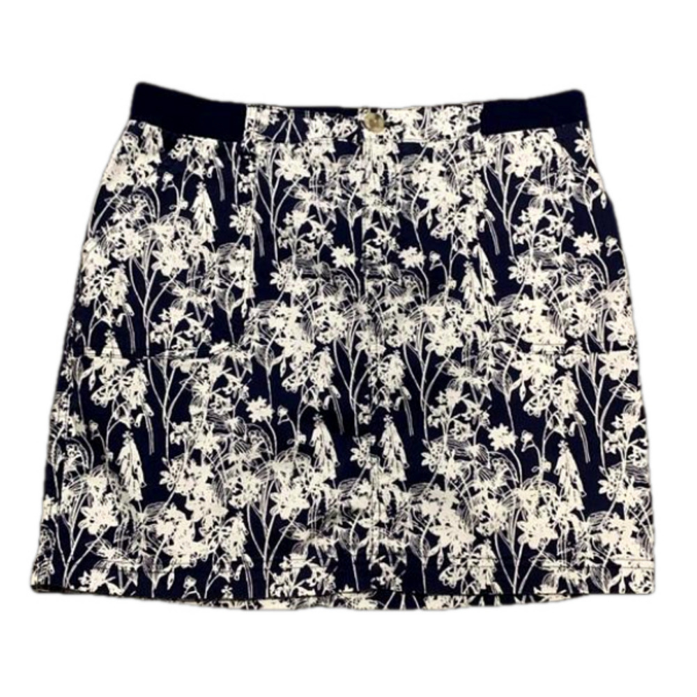 Lee Riders Midrise Skirt Zip Front/Button Pockets Elastic Waist In Back XL